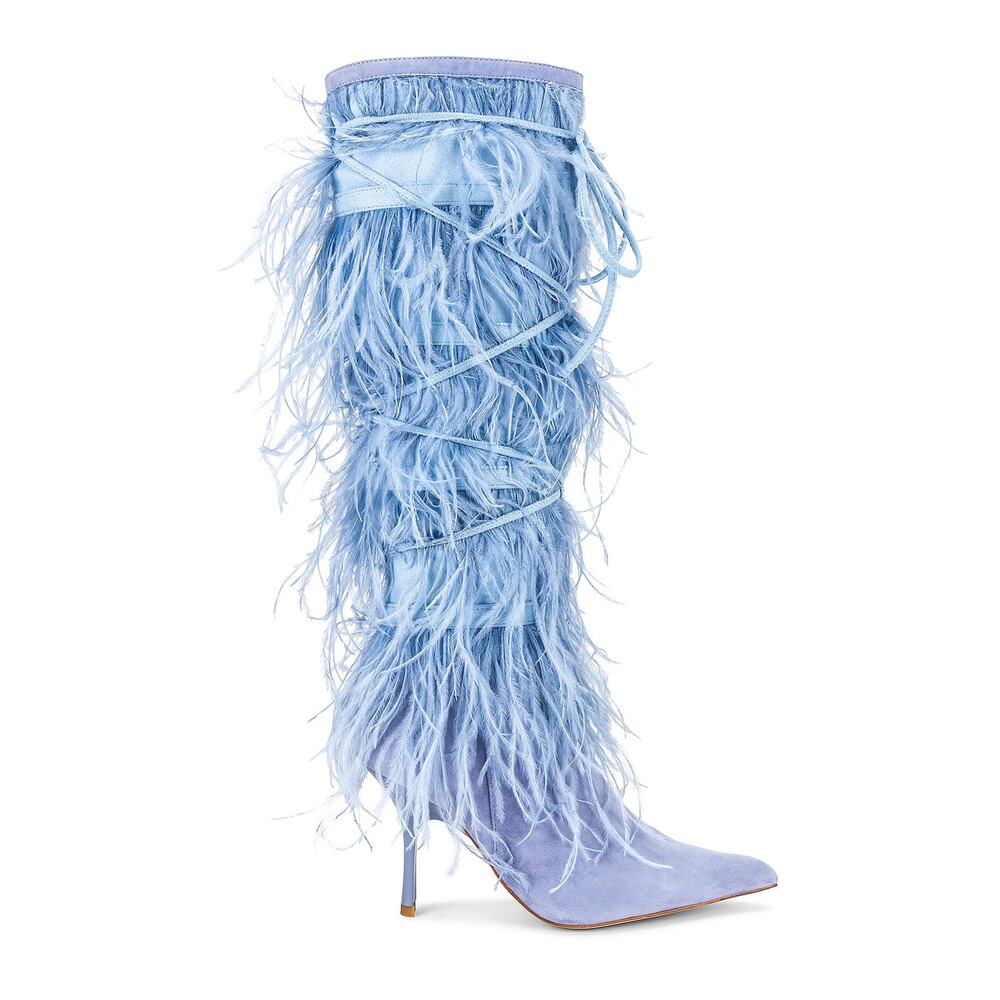 Jeffrey Campbell 'Shake Ya' Blue Suede Leather Stiletto Boot Size 8.5
